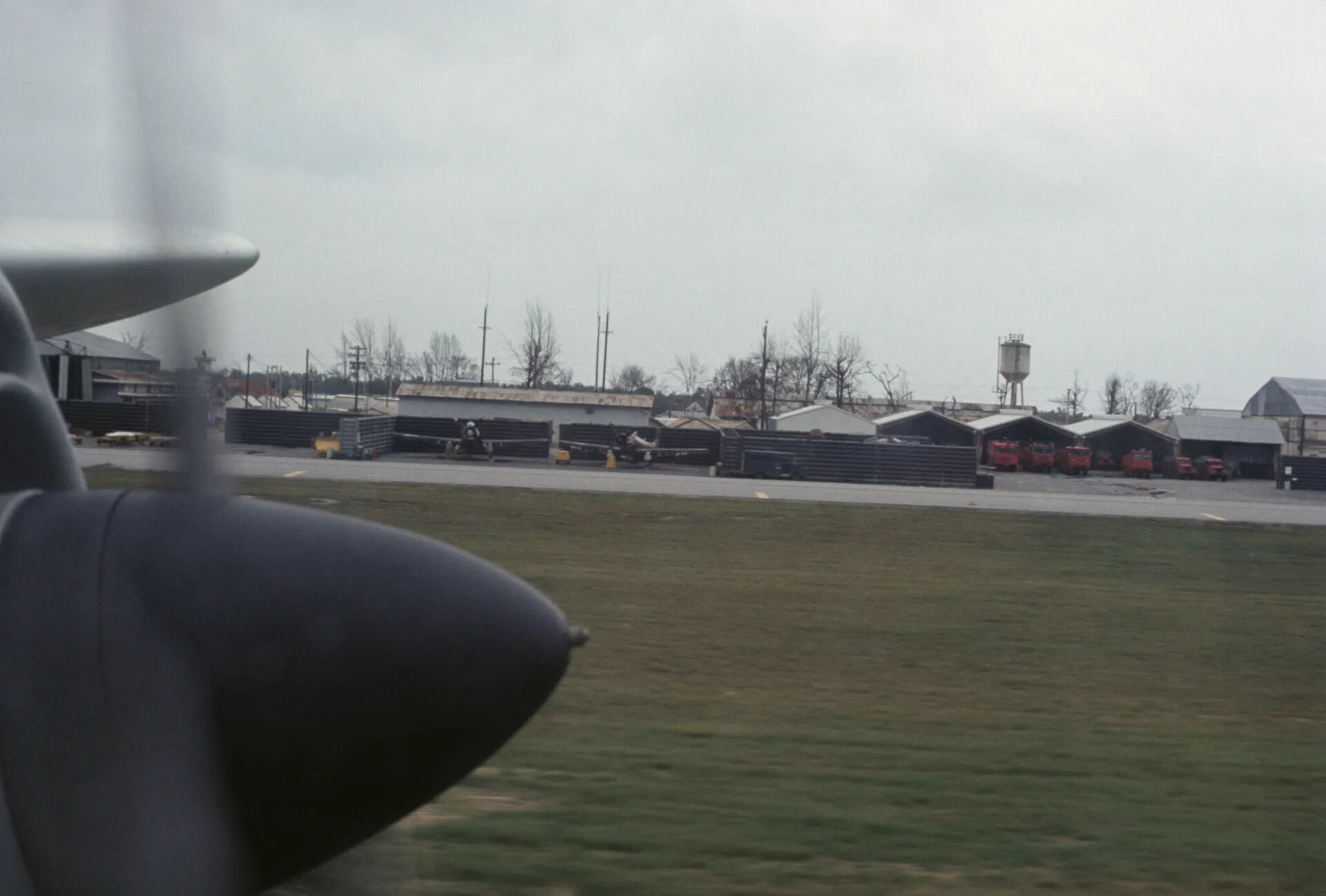Flight Line View Past Aircraft Propeller, Vietnam-Era Air Base