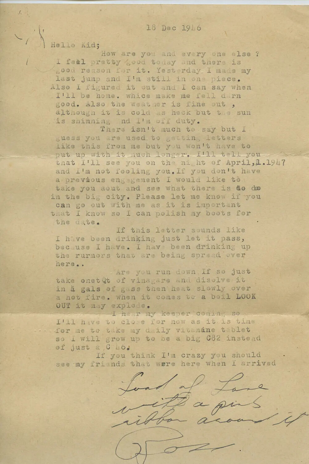 Personal Letter, 18 December 1946 - 'Moon' Correspondence Collection