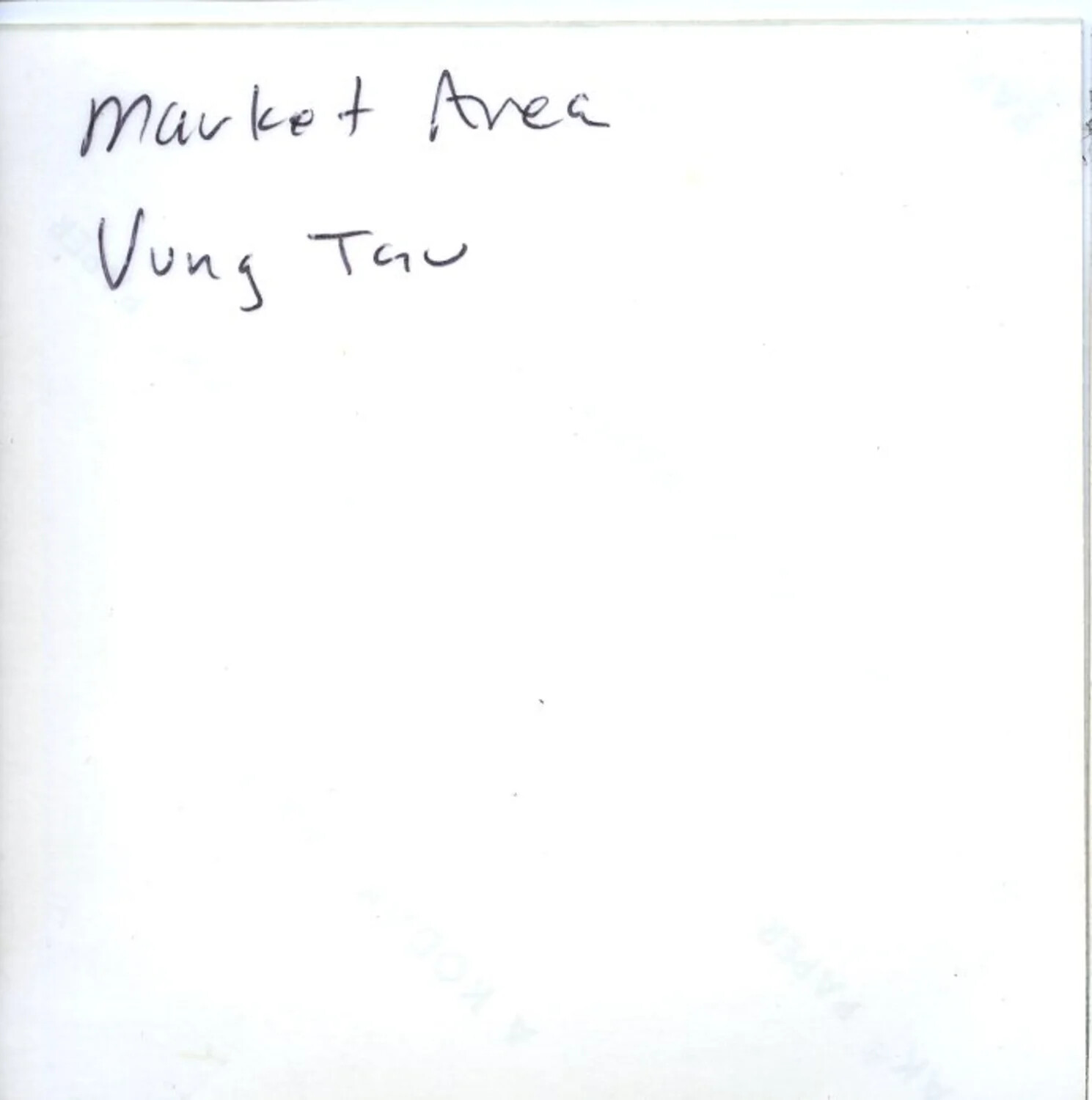Handwritten Caption Card: 'Market Area, Vung Tau', Vietnam, 1971