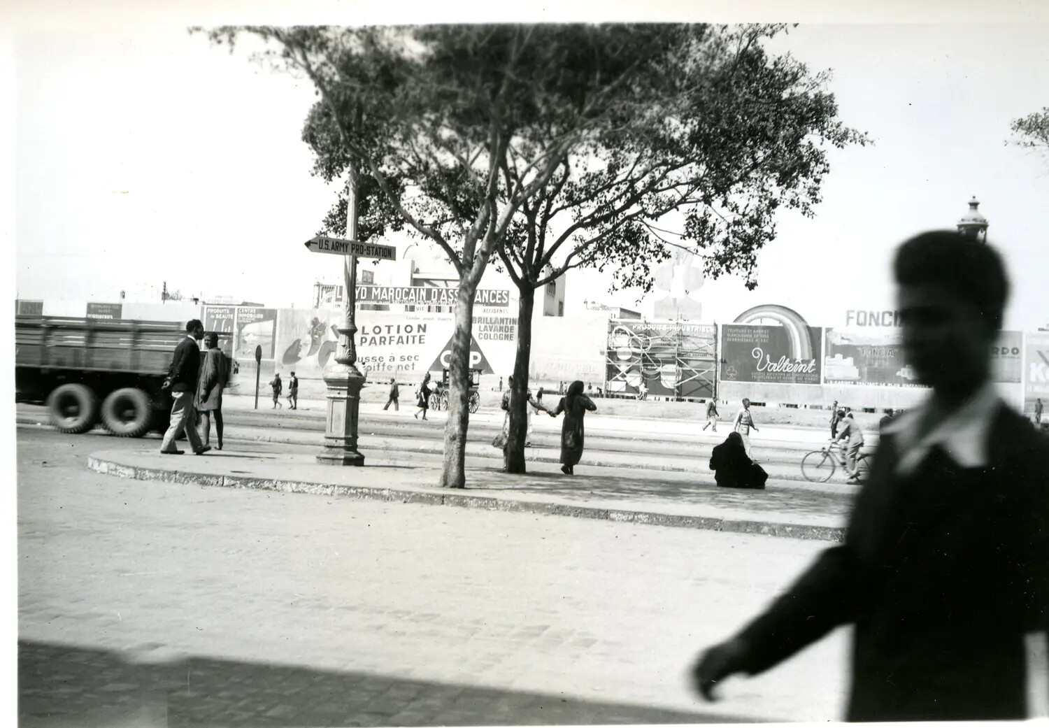 North African Street Scene with U.S. Army Pro-Station Sign