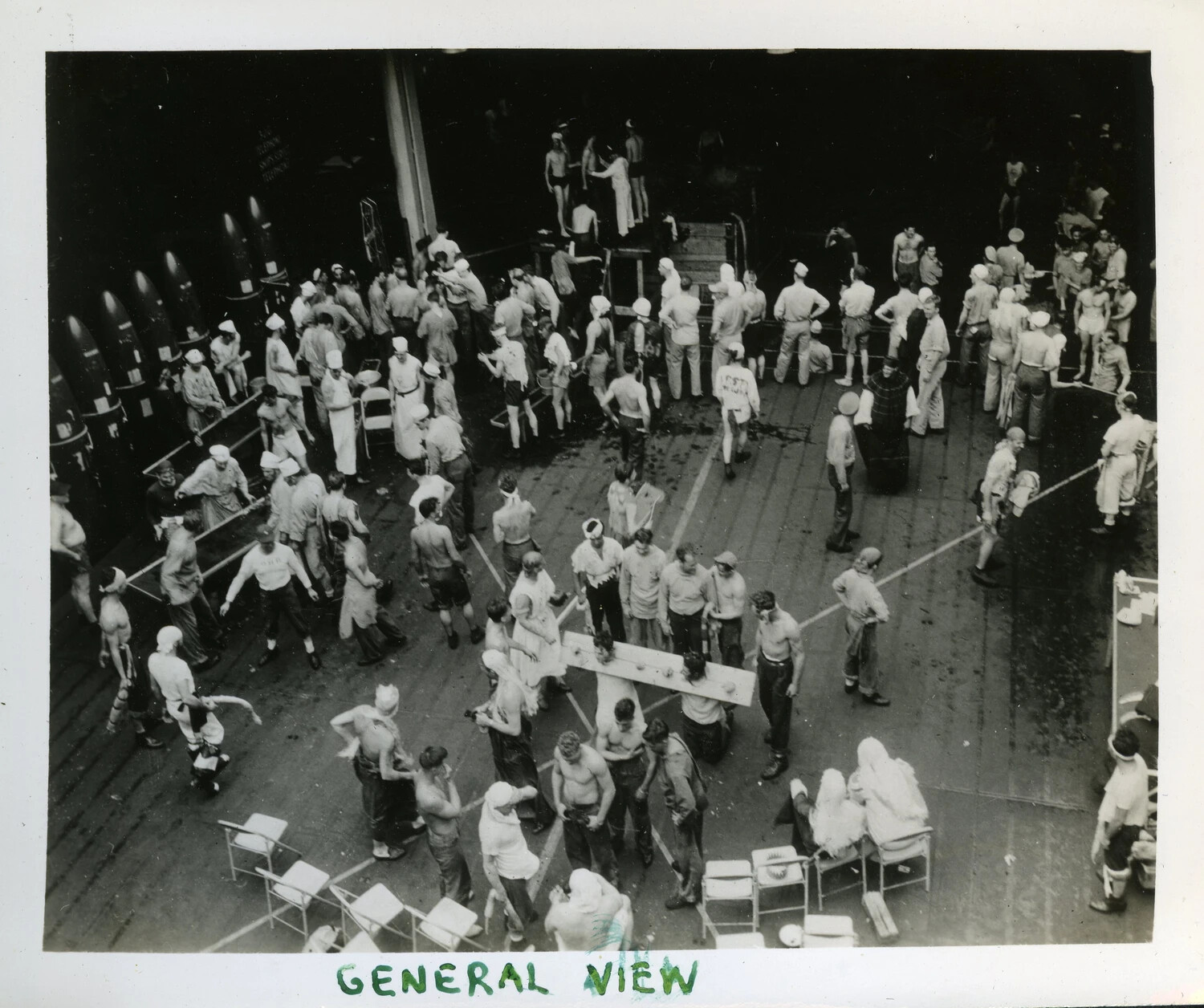 Shellback Initiation Ceremony, Flight Deck, USS Franklin D. Roosevelt (CVB-42) — 'General View'