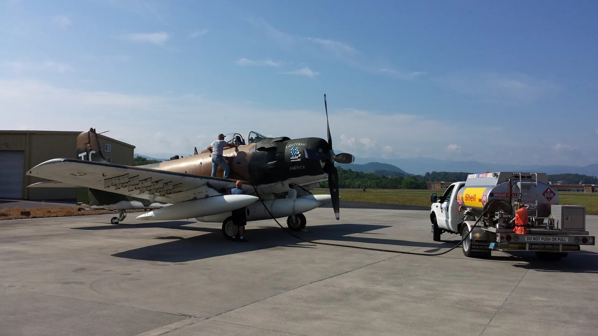 Ground Crew Refueling A-1 Skyraider 'Lieutenant America' at Tennessee Air Show, June 2014