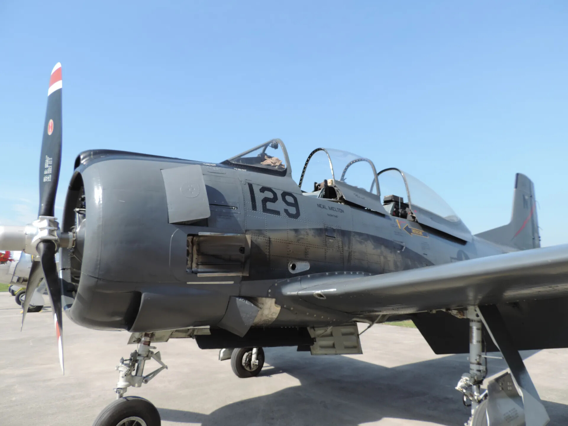 Restored T-28 Trojan/Nomad-Type Trainer, Nose '129', Static Display at Tennessee Air Museum Air Show, June 7, 2014