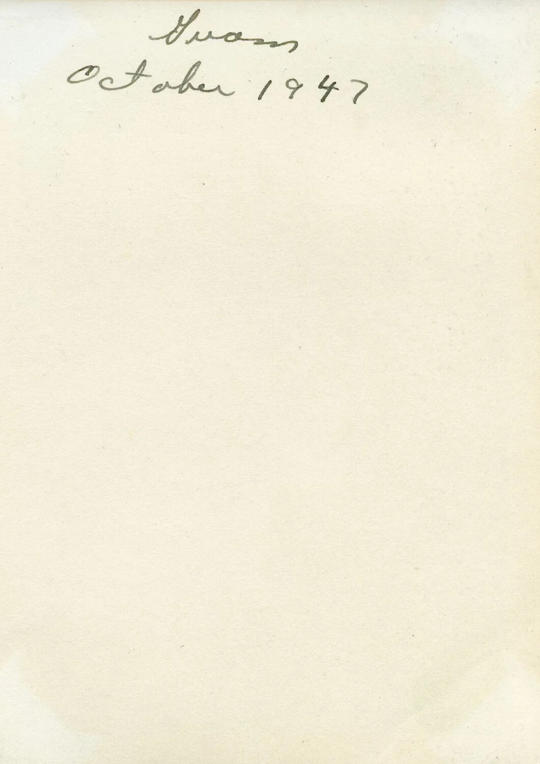 Album Divider Page Captioned 'Guam, October 1947' — VR-6 Squadron Photo Album, Agana, Guam