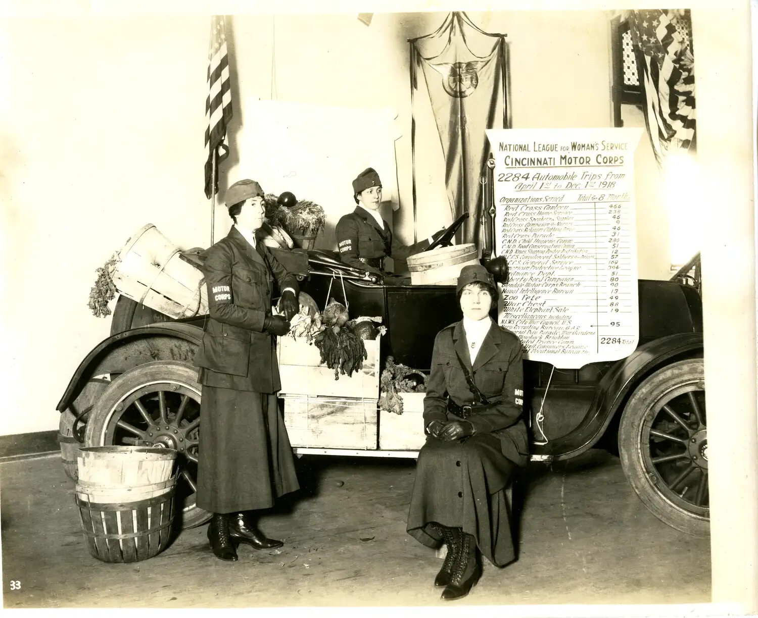 National League for Woman's Service, Cincinnati Motor Corps Exhibit, WWI War-Work Exposition, Cincinnati, Ohio, 1918
