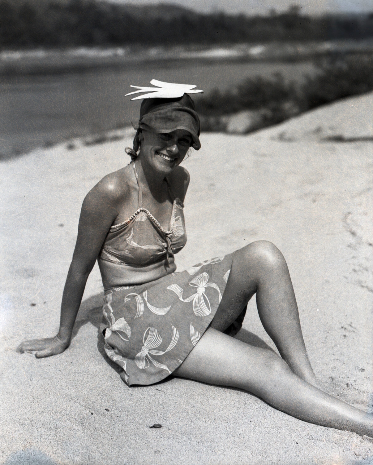 1940s Pin-Up Style Beach Snapshot - Personal Keepsake, CBI Collection