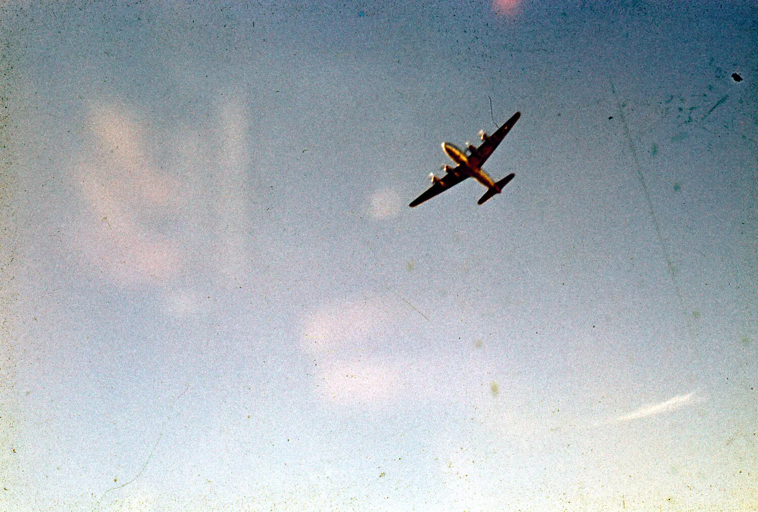 Four-Engine Transport Aircraft Overhead, Thule Air Base, Greenland (c. 1950-1955)