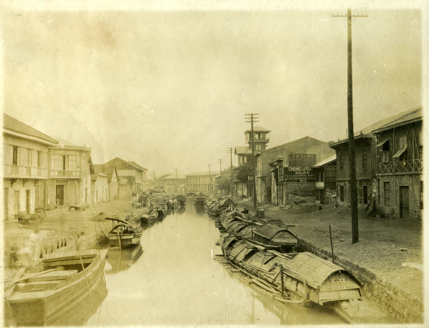 Canal Scene with Cargo Boats, Manila, Philippines, Early 1900s, Carl Stone Album