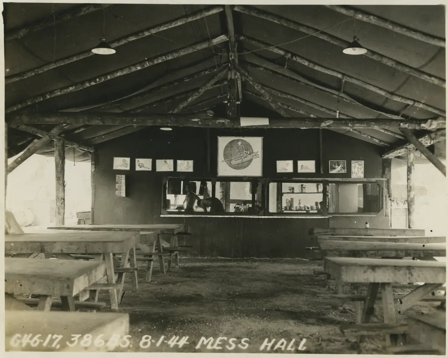386th Bombardment Squadron Mess Hall Interior, 1 August 1944