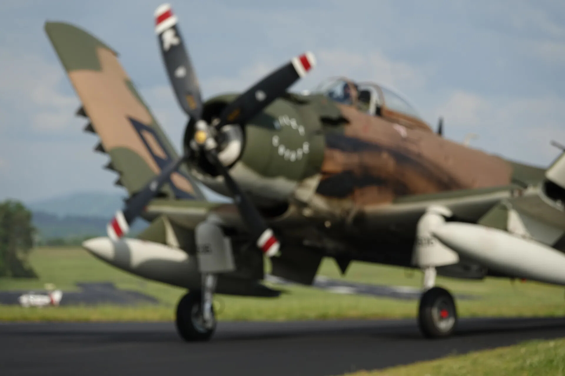 A-1 Skyraider 'Wiley Coyote' Taxiing, Motion Blur, Tennessee Museum of Aviation Event, May 2019