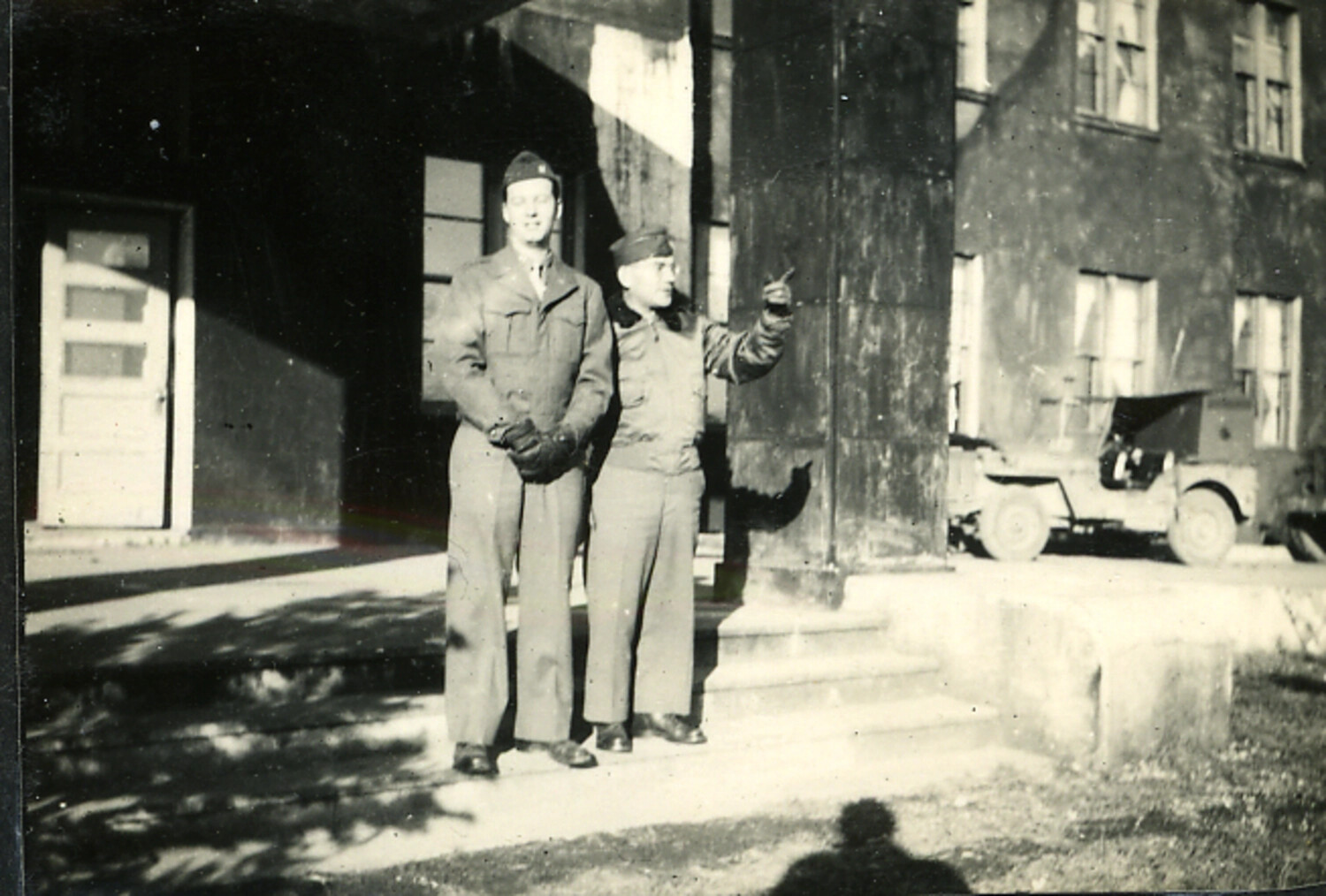 Two American Servicemen at Requisitioned Building, Occupation Era, Japan