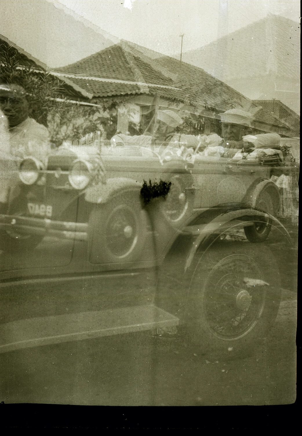 Double-Exposed Snapshot of Touring Car and Chinese Street Scene, 1930s