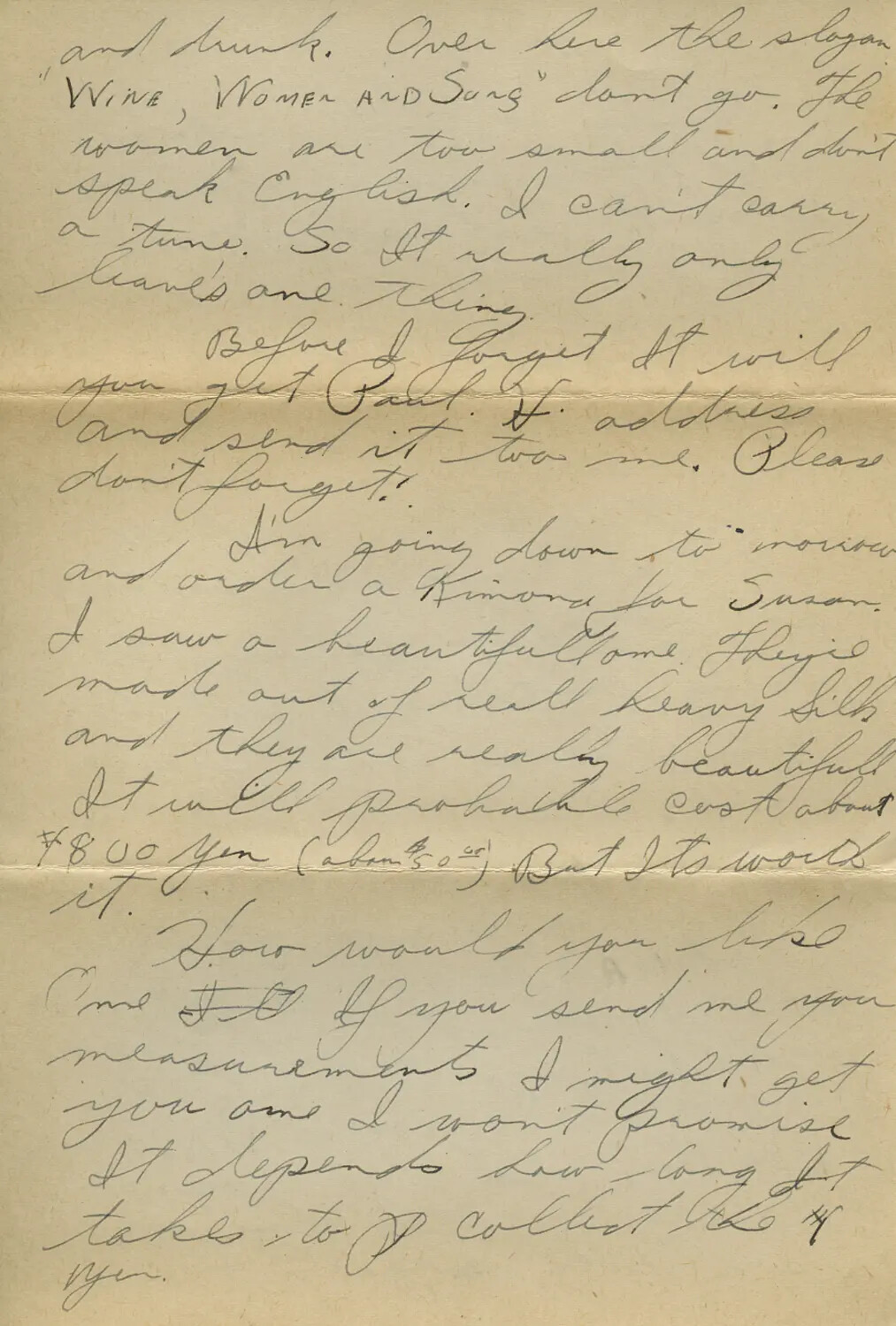 Handwritten Personal Letter, WWII-Era Correspondence, Moon Family Collection