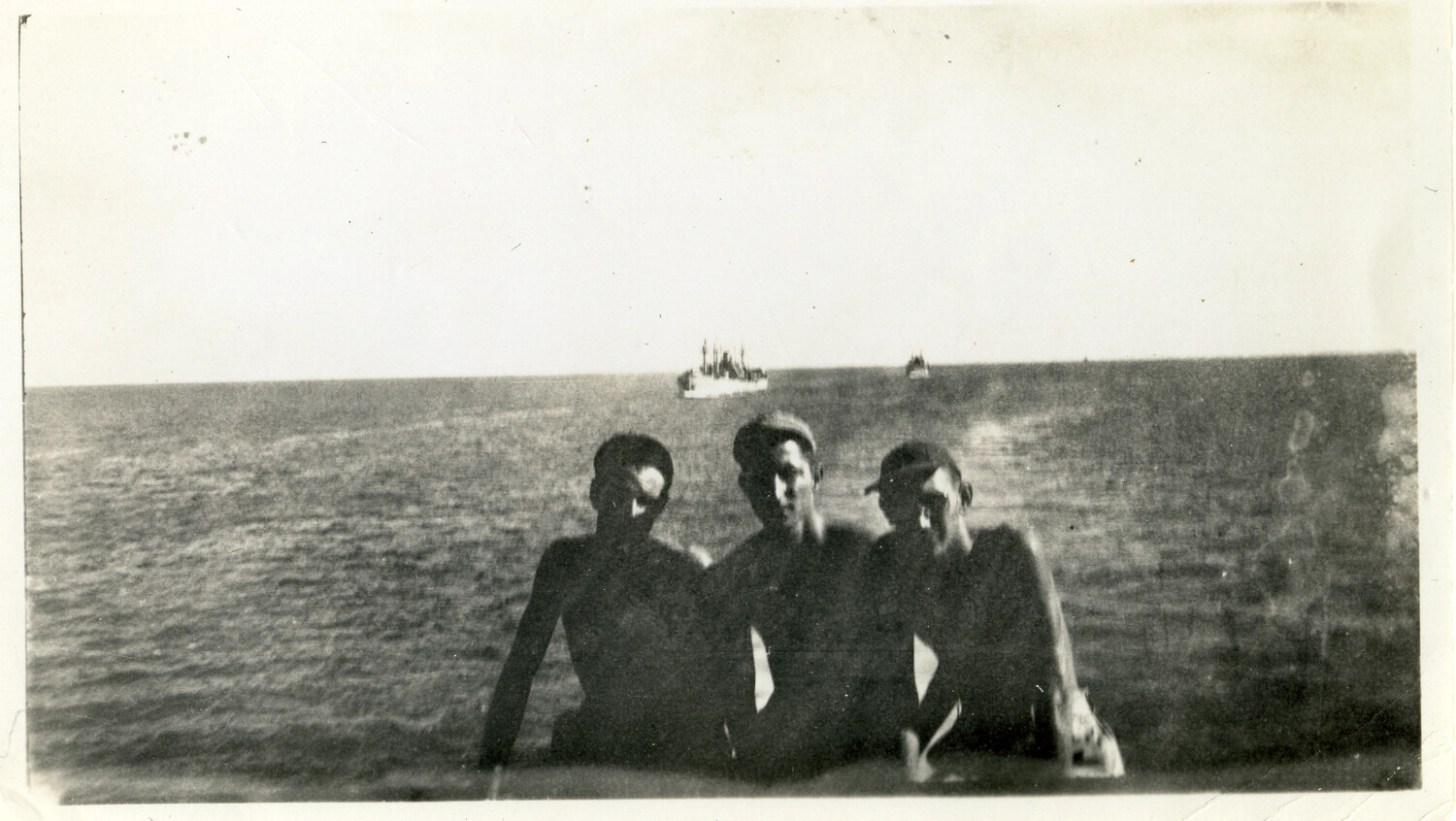 Sailors at the Rail with Distant Ships on the Horizon, Pacific Theater, World War II