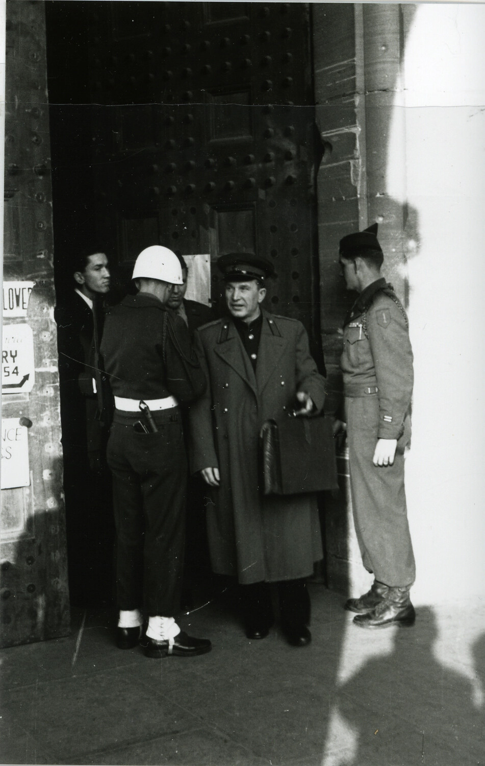 Security Personnel at Courthouse Entrance - Nuremberg Trial Negatives Collection