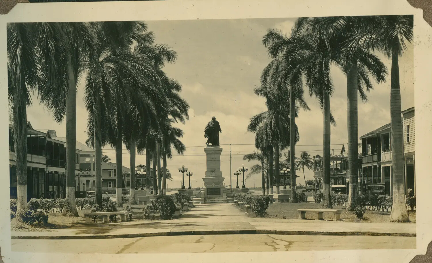 Monument Park with Royal Palms, Panama Canal Zone, World War II Era