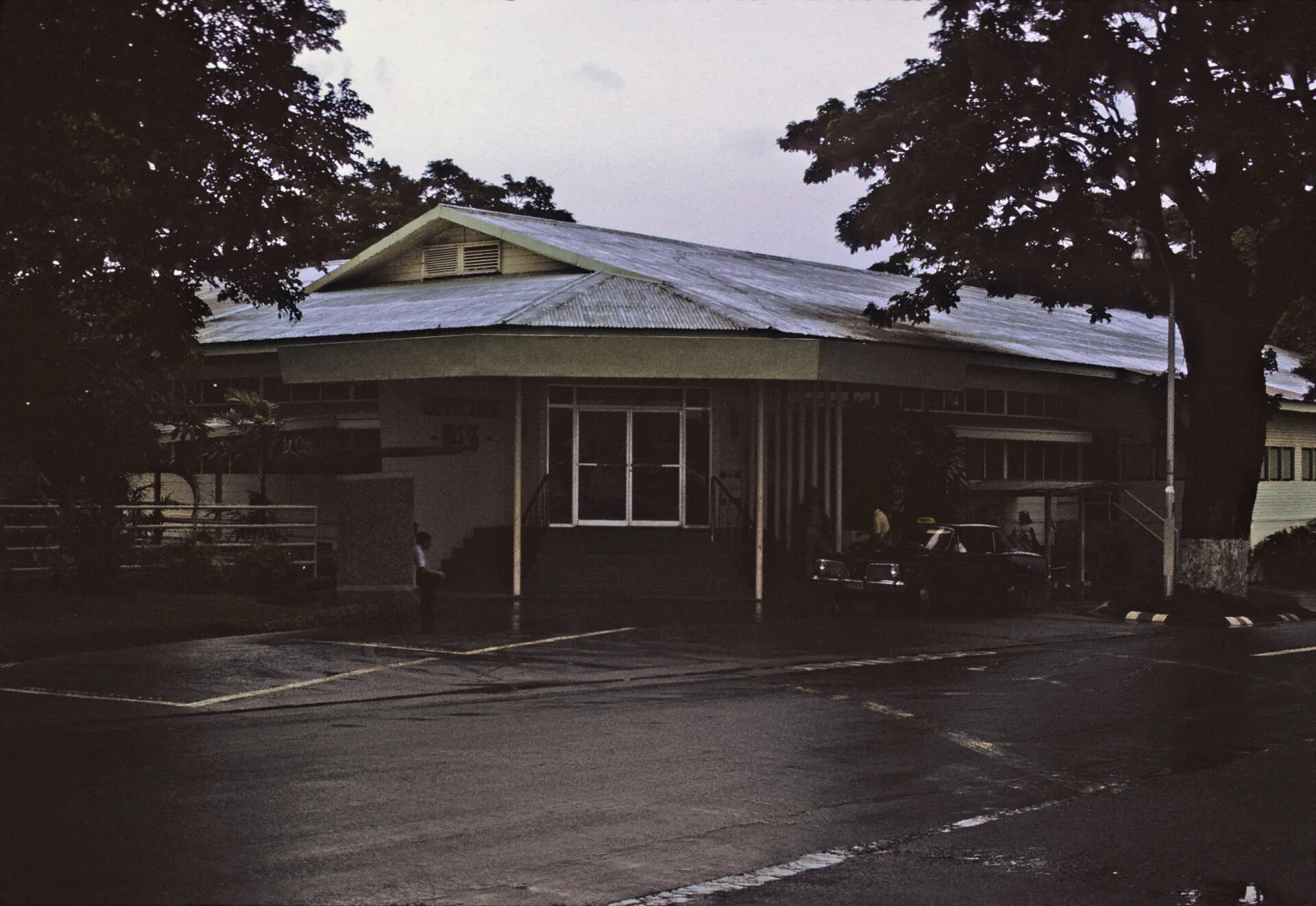 Base Building Exterior in Tropical Setting, Vietnam-Era Slide