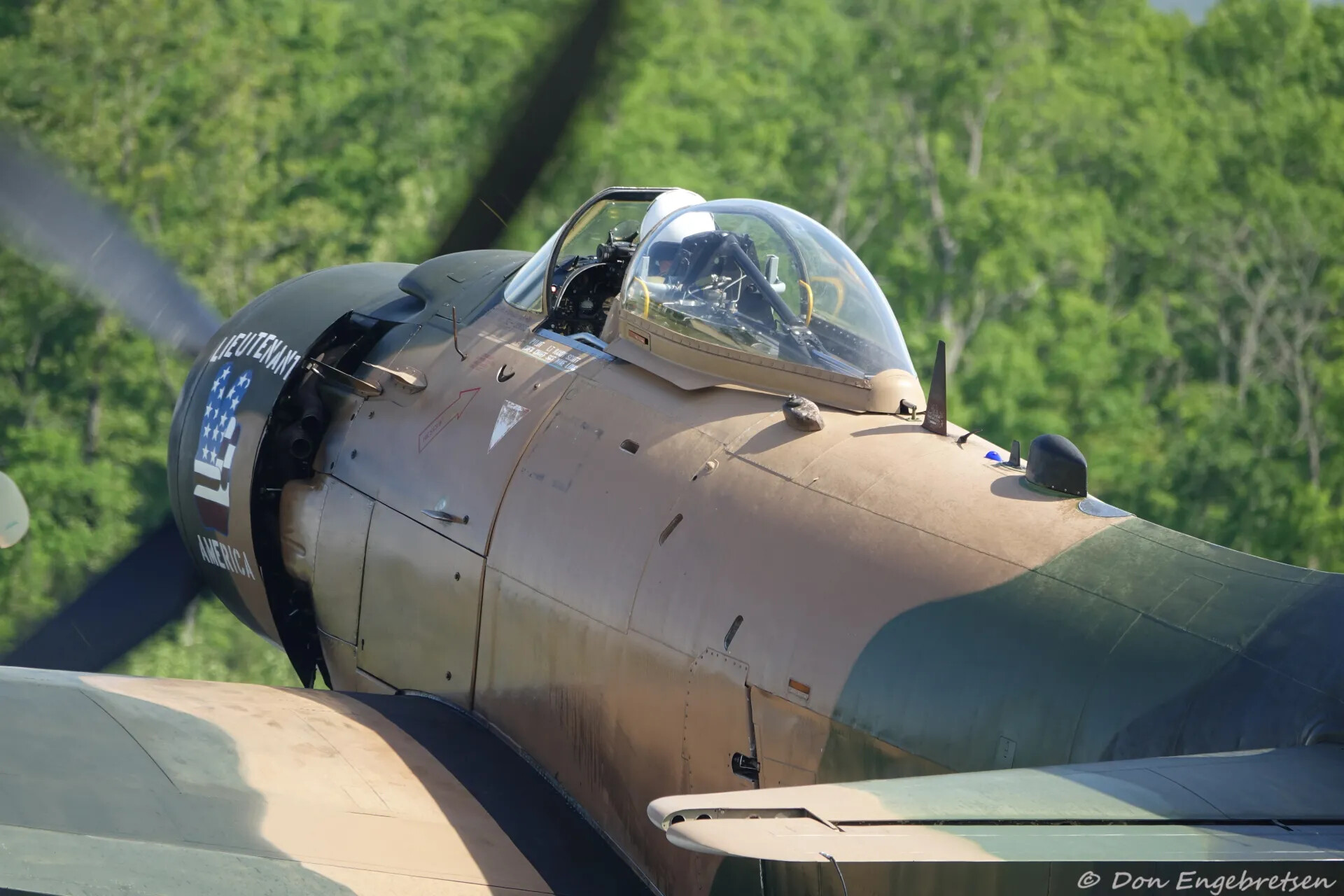 Douglas A-1 Skyraider Nose Art 'Lieutenant... America' and Open Cockpit, May 2019 Event (Watermarked)