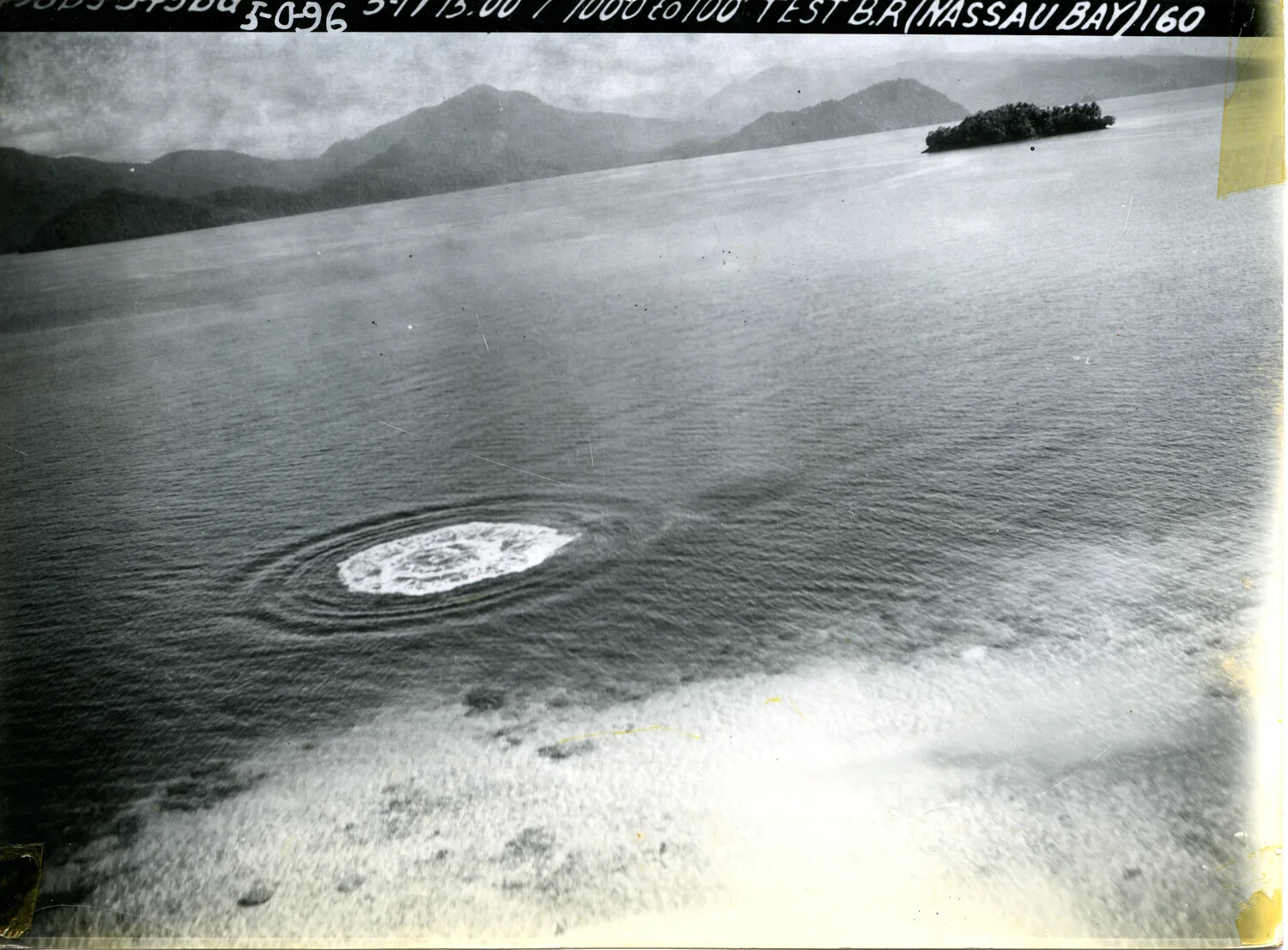 Aerial Photograph of Test Bomb Run, Nassau Bay, New Guinea
