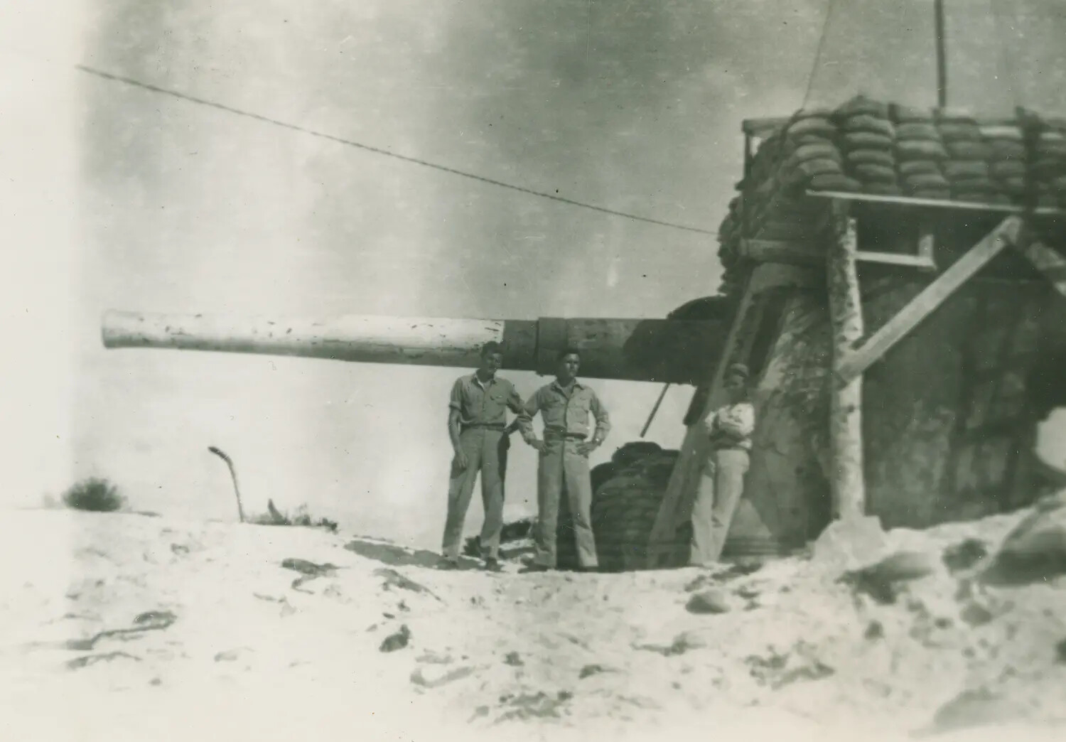 American Servicemen Beside Captured Coastal Defense Gun, Pacific Theater, WWII