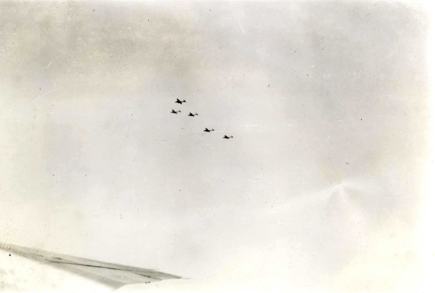 Formation of Five Aircraft in Flight, Air-to-Air View