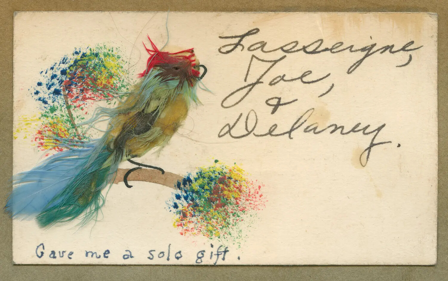 Feather-Craft Souvenir Card Commemorating a Solo Flight Gift, Naval Aviation Cadet Album