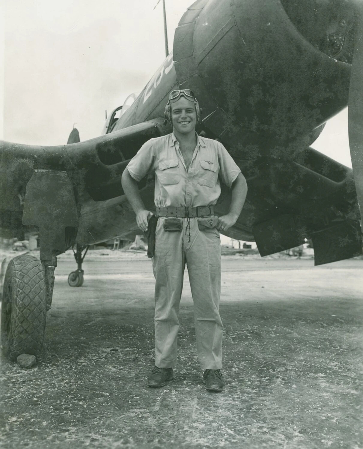 Pilot Portrait Before Camouflaged Fighter Aircraft - McAleer Collection