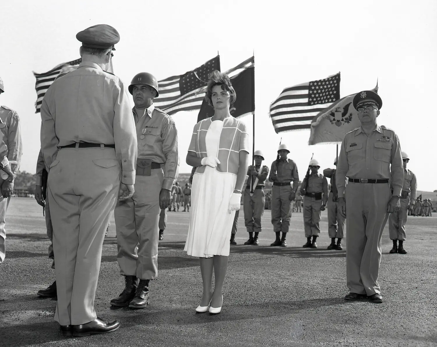 Formation and Color Guard at California Army National Guard Review, with Civilian Honoree, circa early 1960s
