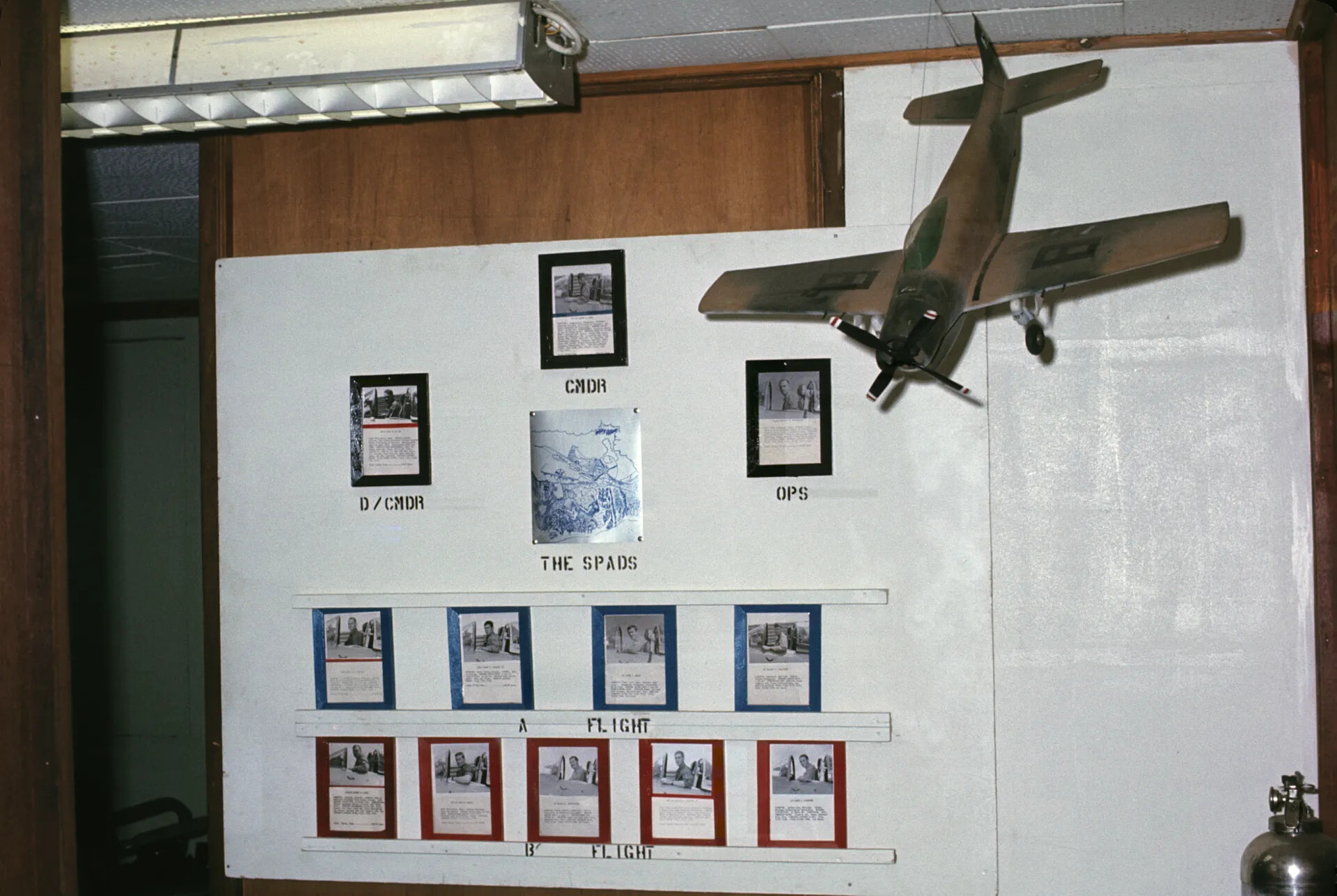Squadron Personnel Board "THE SPADS" with A-1 Skyraider Model, A/B Flight Roster Display