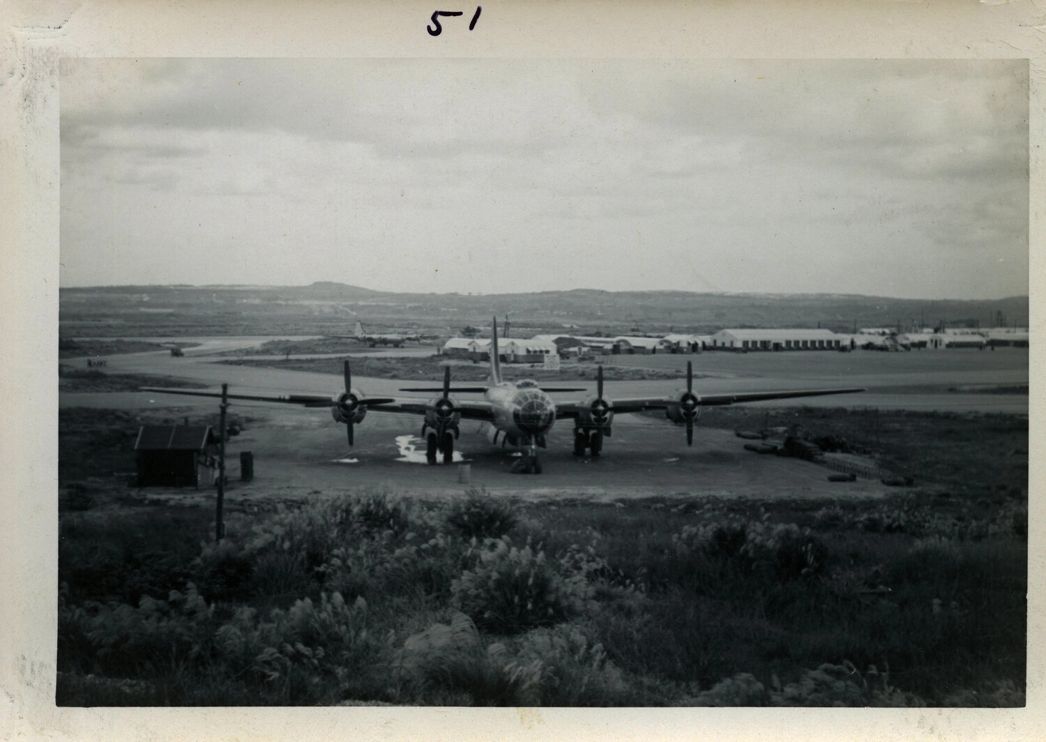Boeing B-29 Superfortress 'Red Raider' on Hardstand, Likely Hickam Field, Hawaii, WWII