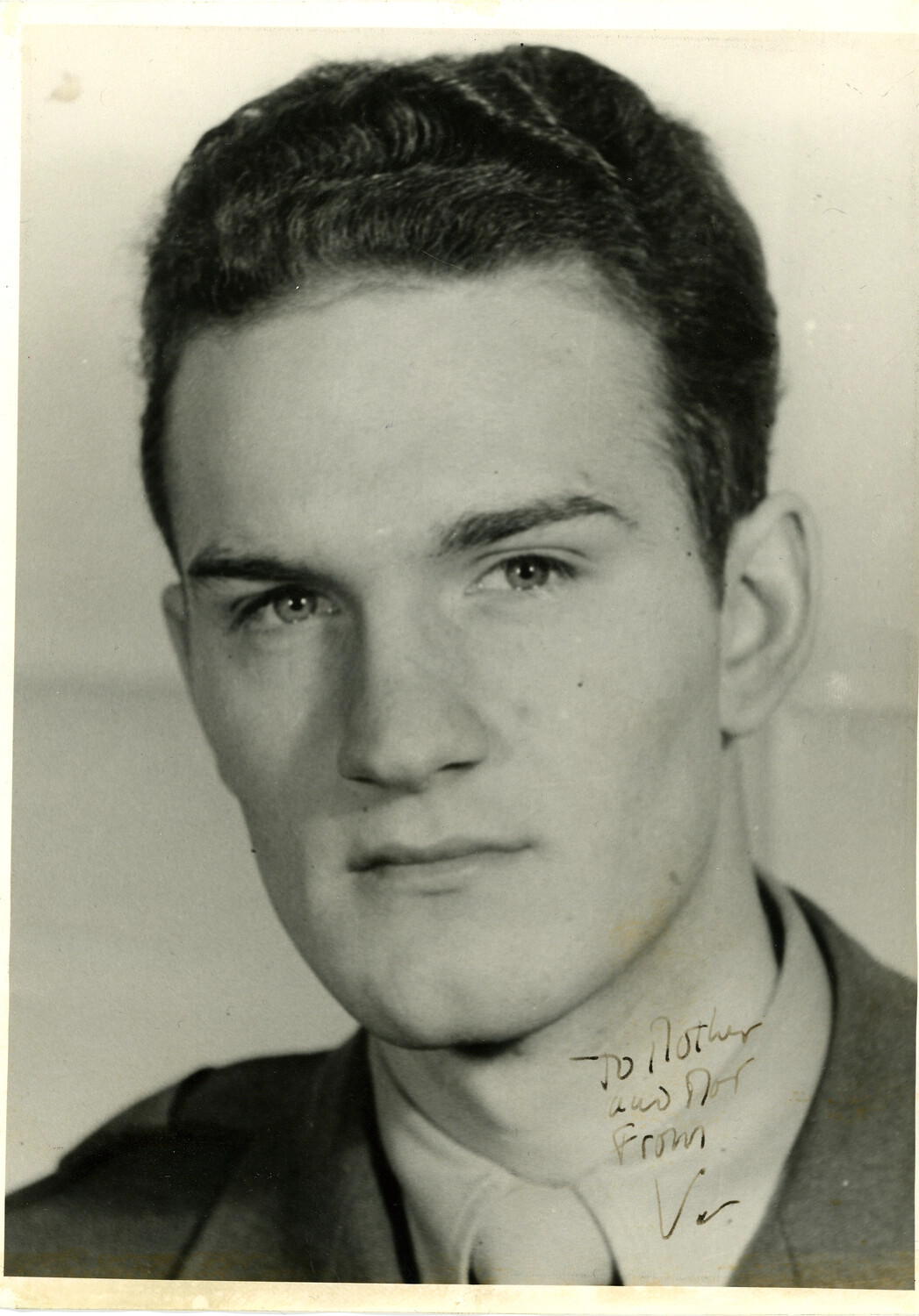 Studio Portrait of Victor Girard, Inscribed 'To Mother and Dad From V' - WWII Nuremberg Trial Collection