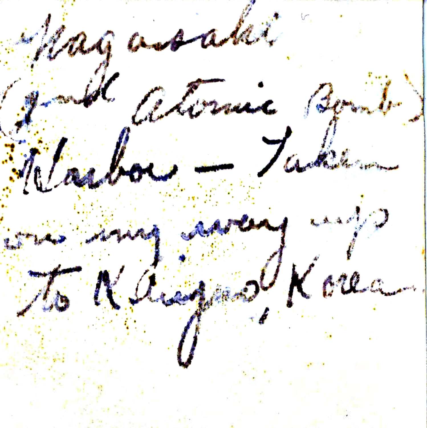 Handwritten Album Caption: "Nagasaki (2nd Atomic Bomb)" Harbor Note