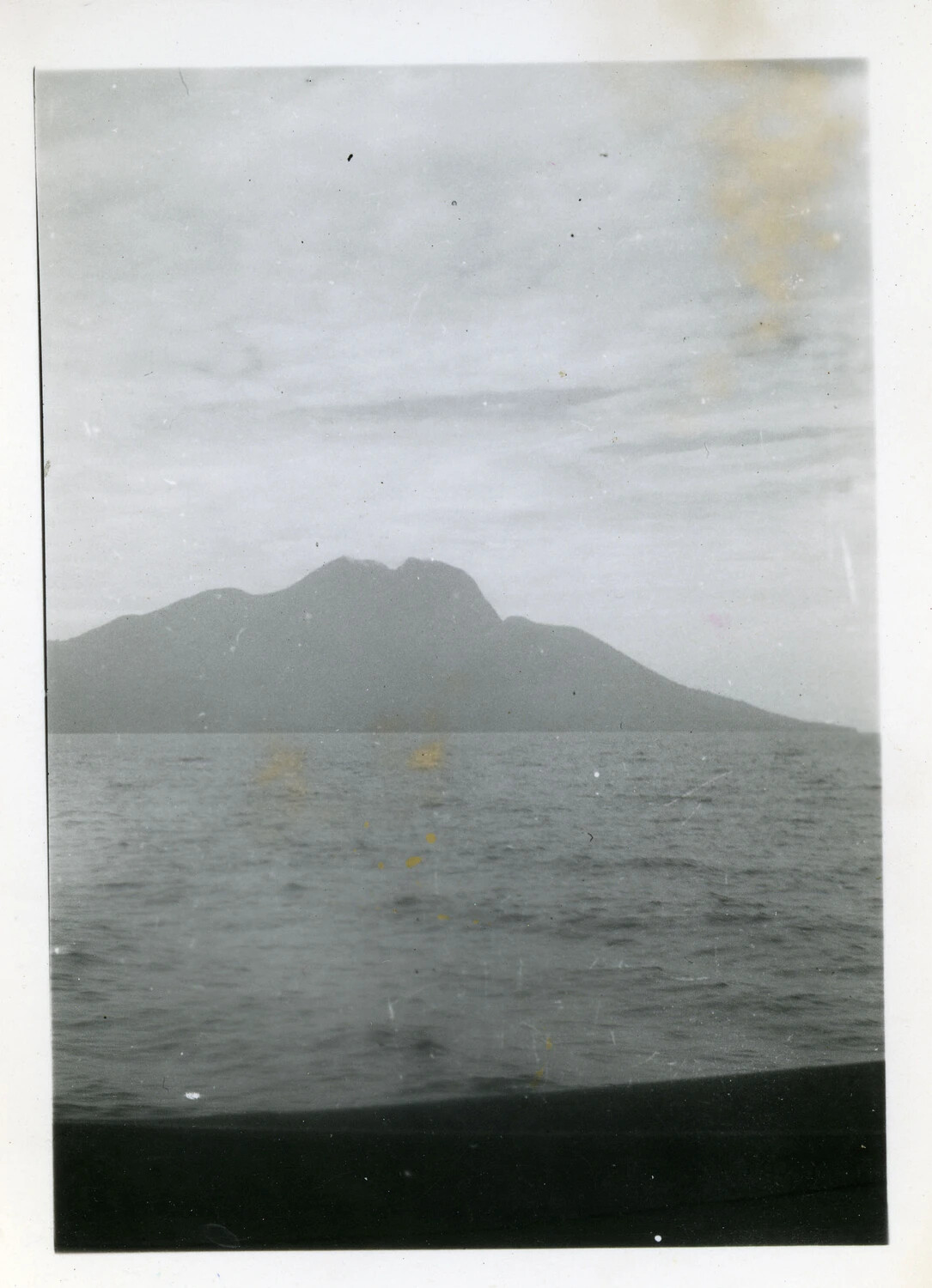 Volcanic Island Silhouette Viewed from Ship, Pacific Theater, WWII