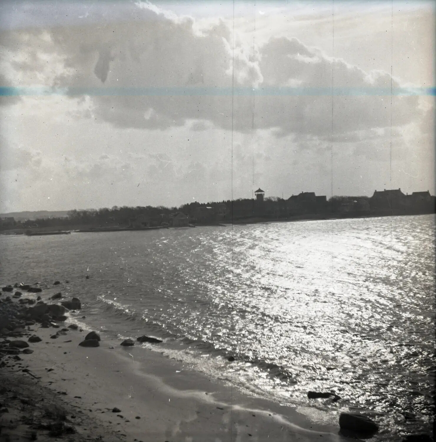 Coastal Shoreline View with Distant Village, Miscellaneous Frame within 'Military Band' Negative Roll
