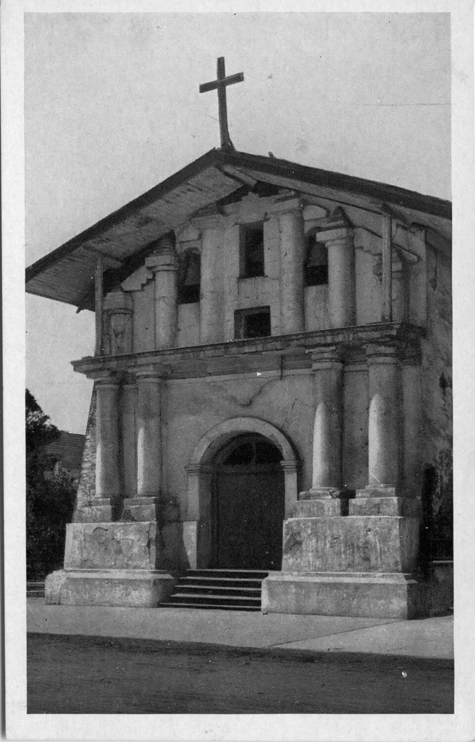Real Photo Postcard of a California Mission Church Facade, J.C. Bardell San Francisco Set