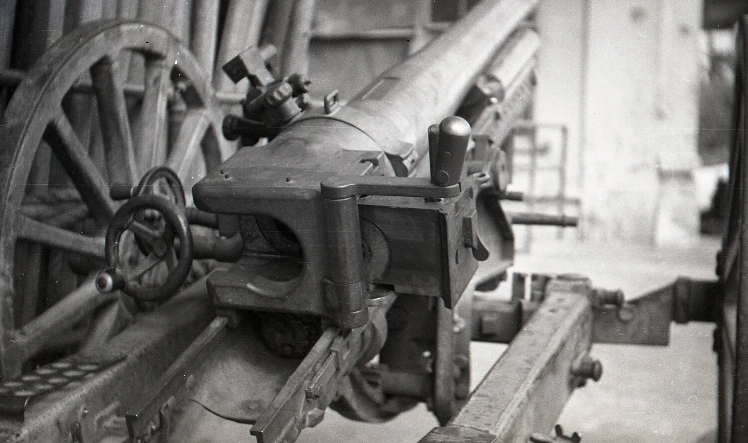 Close-Up of Breech and Sighting Mechanism, Abandoned Field Gun, Luzon, Philippines, 1945