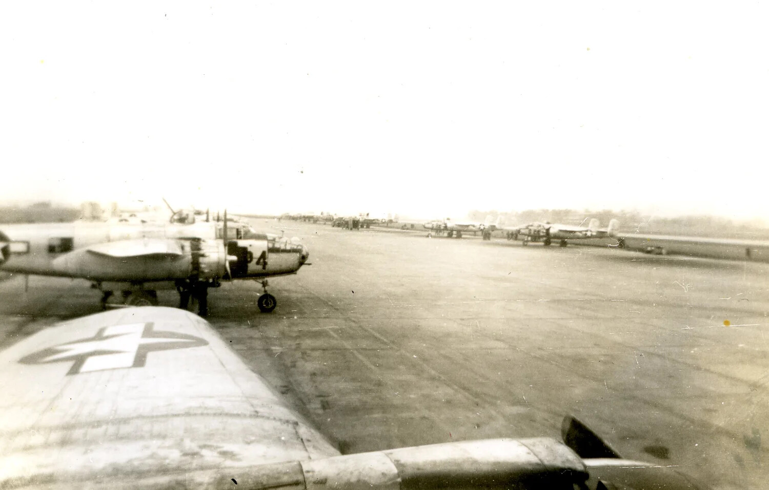 B-25 Mitchell Medium Bombers on Airfield Flight Line, Pacific Theater