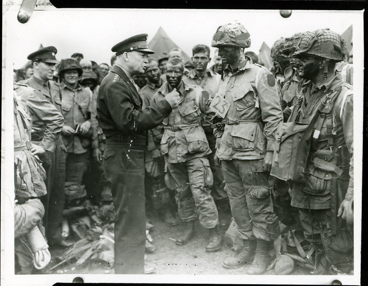 General Eisenhower Gives the Order of the Day to Paratroopers of the 502nd Parachute Infantry Regiment, England, June 5, 1944