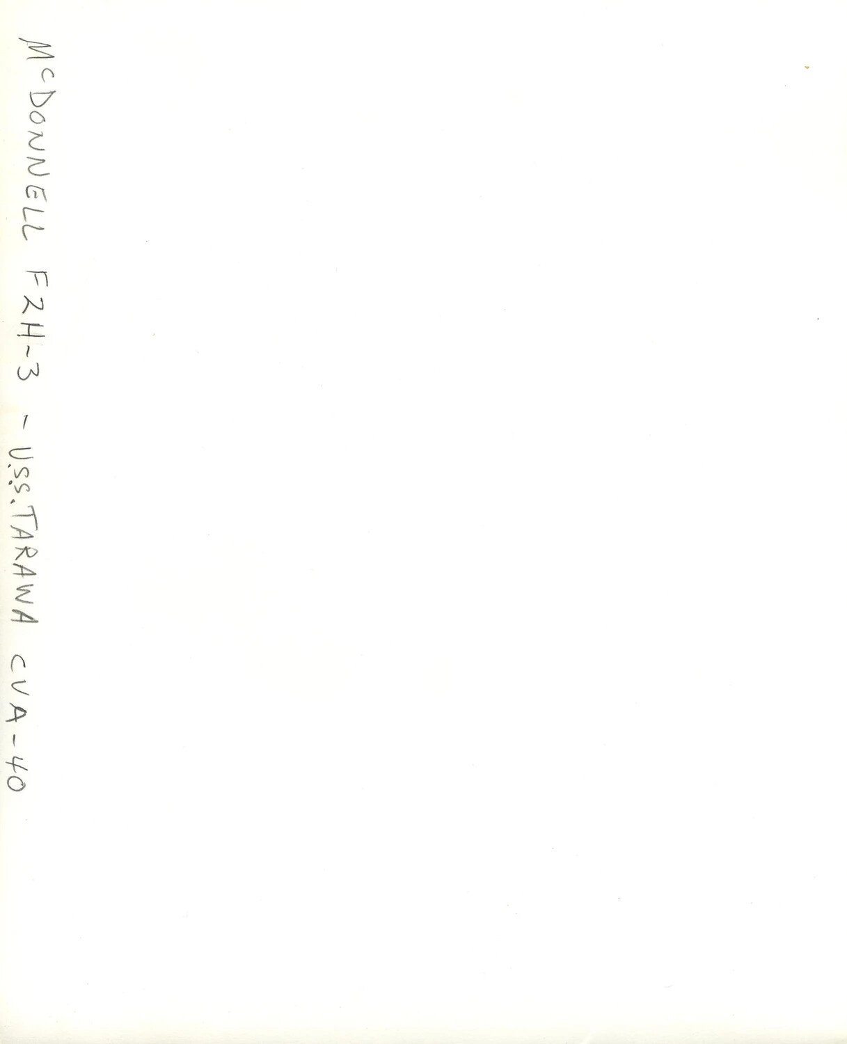 Handwritten Caption Card: McDonnell F2H-3 Banshee, USS Tarawa CVA-40