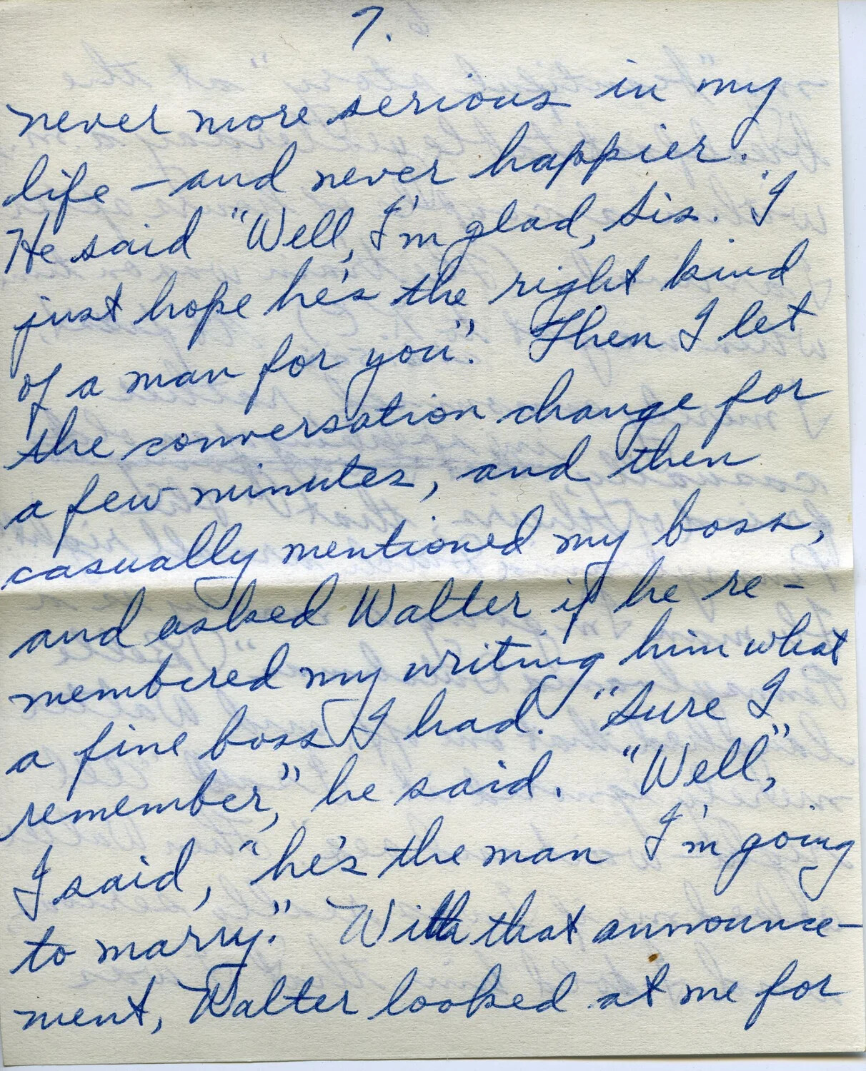 Handwritten Letter, Page 7 -- Announcing an Engagement