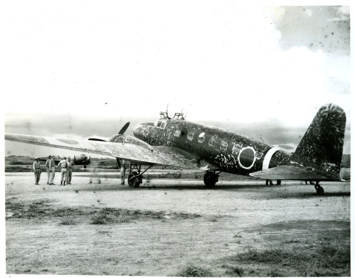 Captured Japanese Twin-Engine Bomber Aircraft on CBI Theater Airfield, World War II