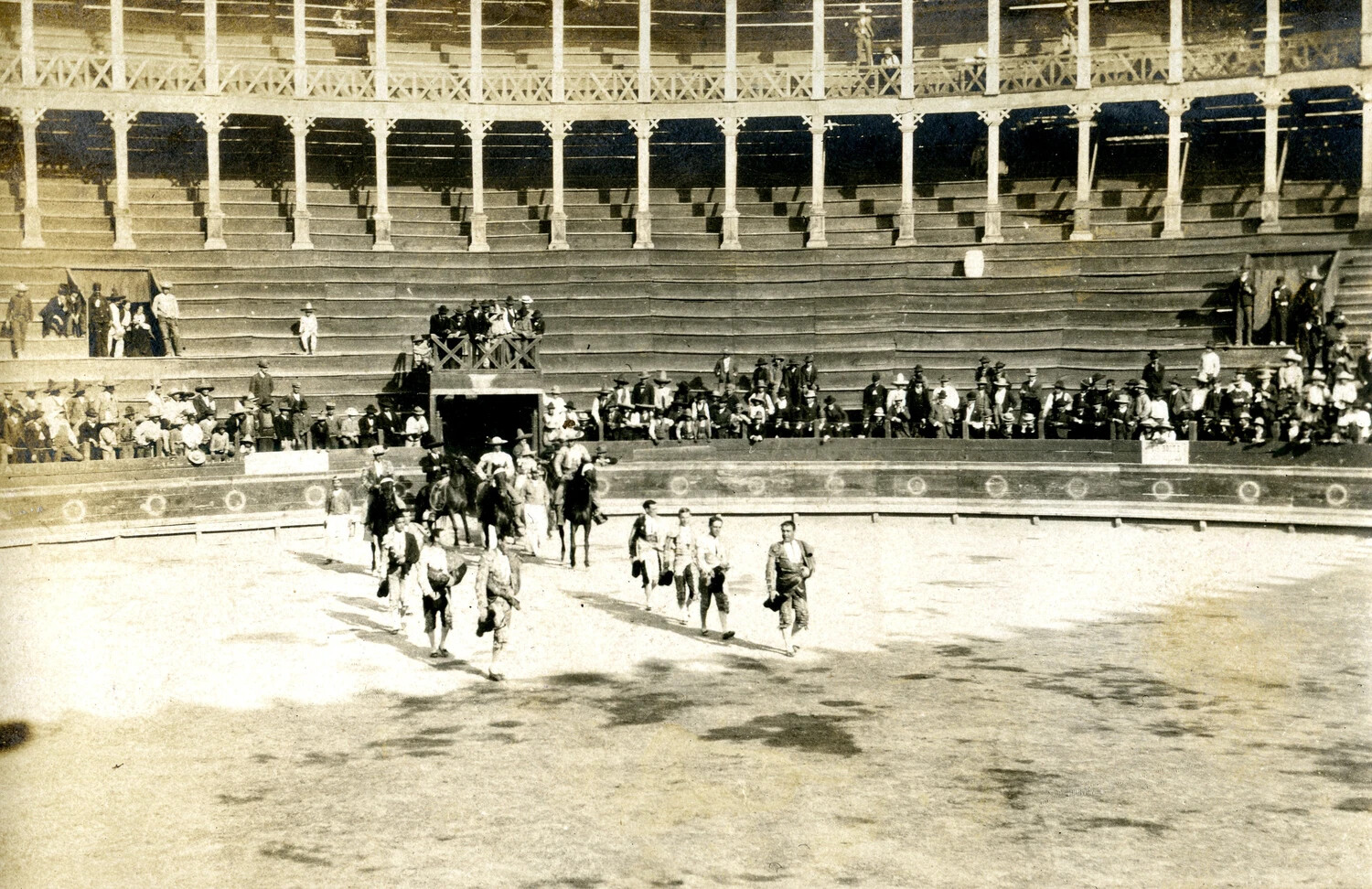 Bullfighters Entering the Ring — Enlarged Detail, USS Columbia Album, c. 1898-1910s