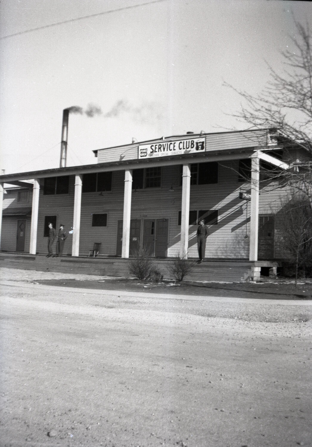 Fort Knox Service Club Building with Personnel on Porch