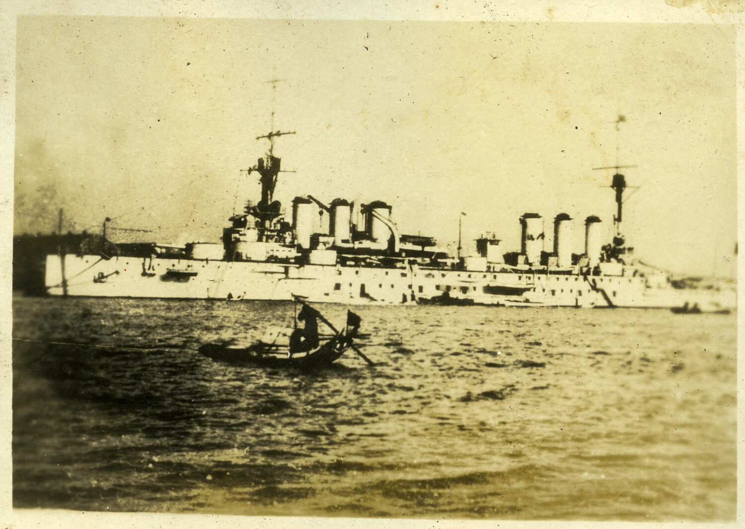 U.S. Navy Cruiser at Anchor, Manila Bay or Cavite, Philippines, Early 20th Century
