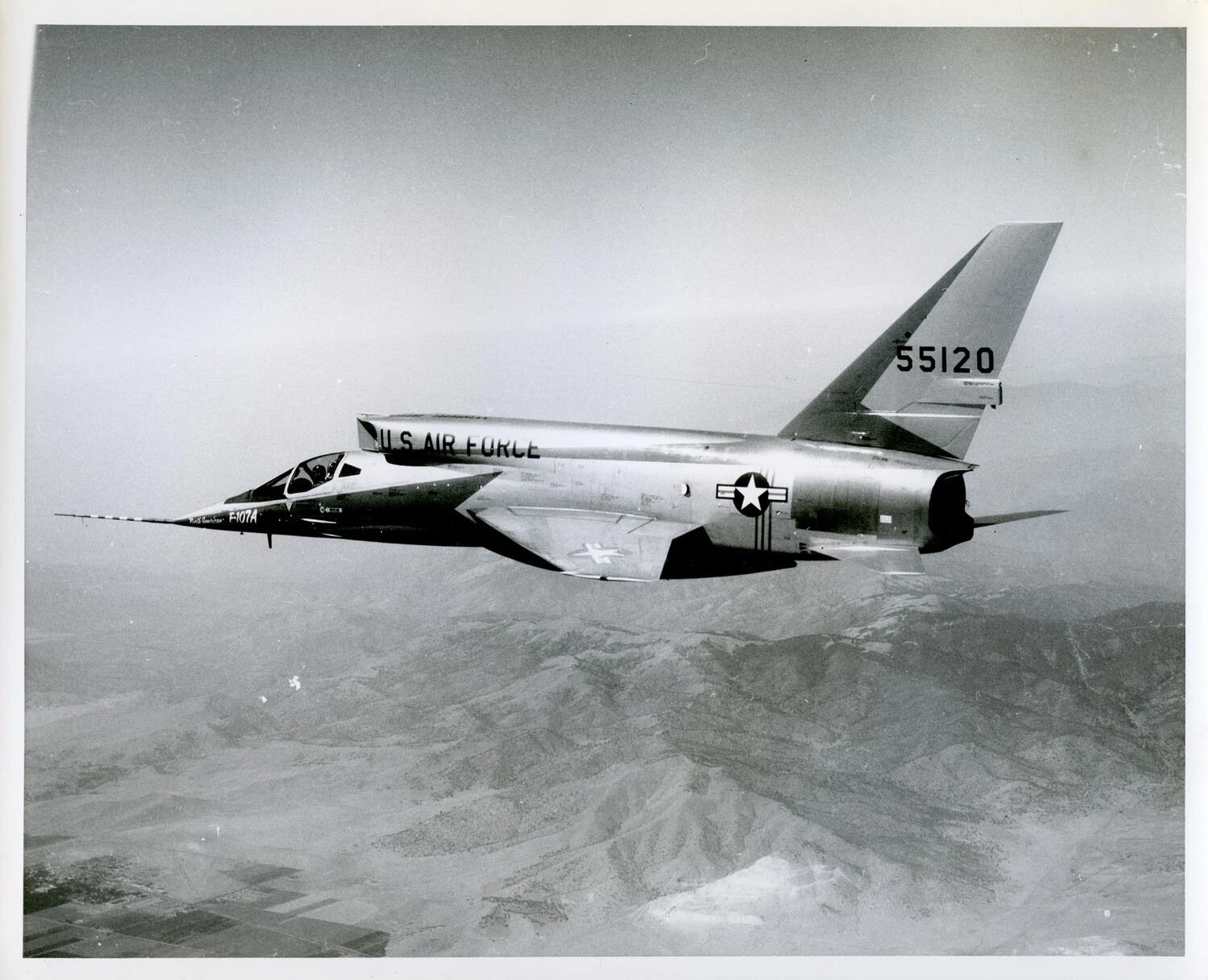 North American F-107A Experimental Fighter-Bomber in Flight, USAF Serial 55120