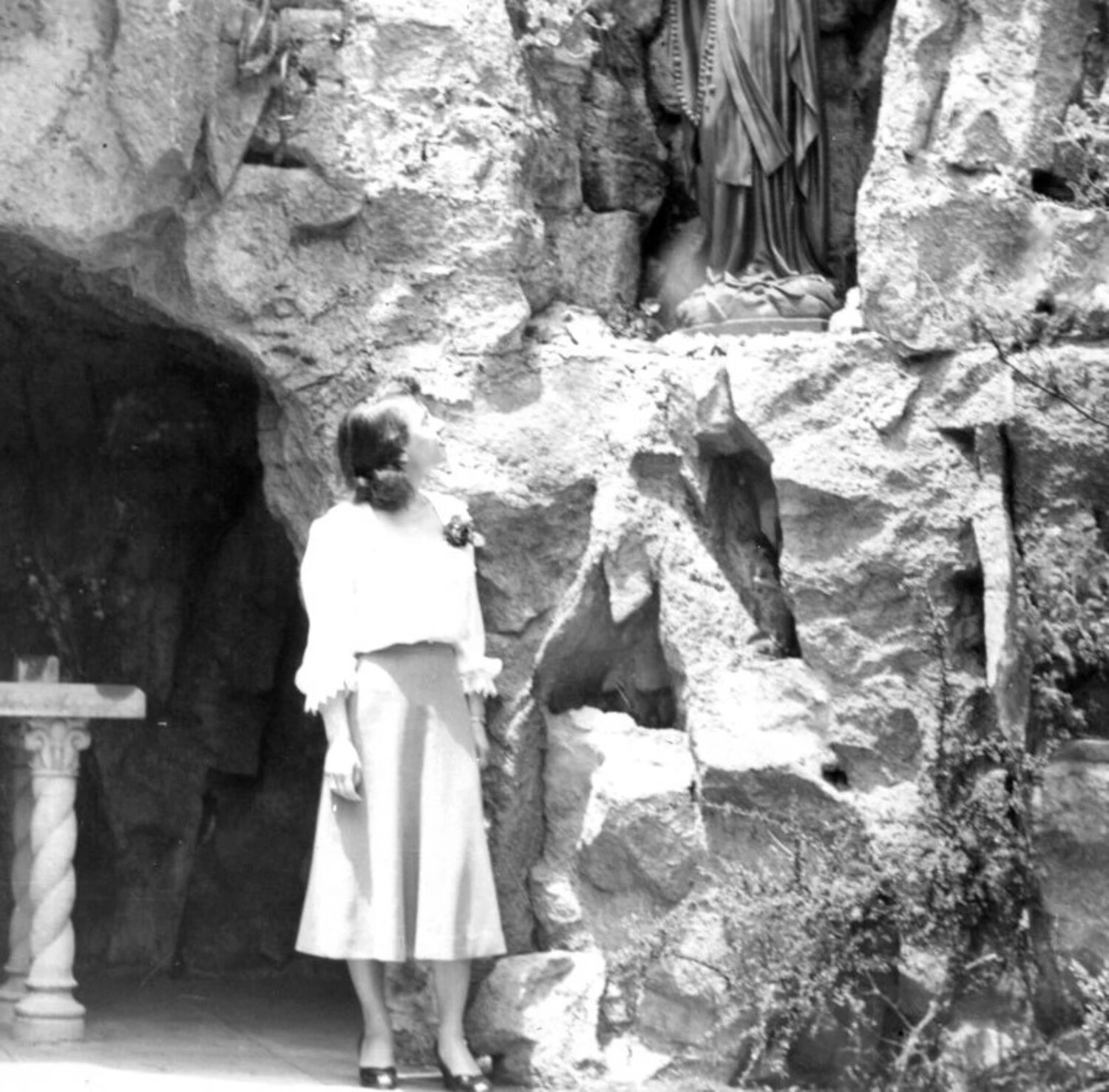 Woman at a Marian Grotto Shrine, Bancroft Family Collection