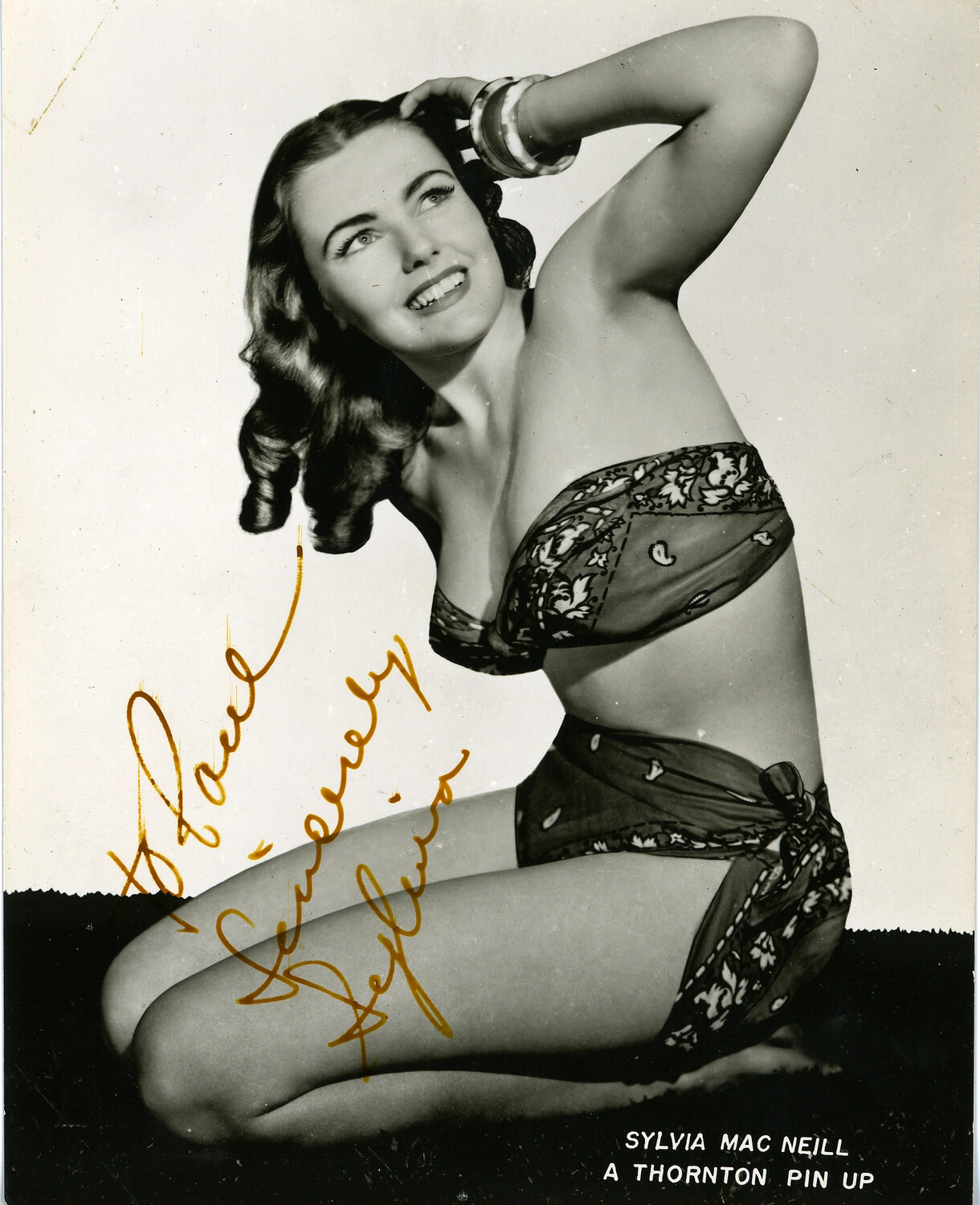 Studio Pinup Photograph of Sylvia Mac Neill, 'A Thornton Pin Up' (Walter Thornton Model Agency)