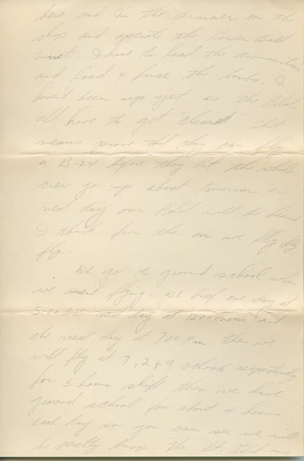 Handwritten Wartime Letter Describing B-24 Belly Gunner Training, 1944