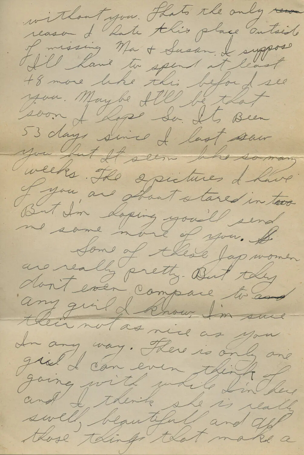 Handwritten Personal Letter, WWII-Era 'Moon' Correspondence Collection, Page from Part 5