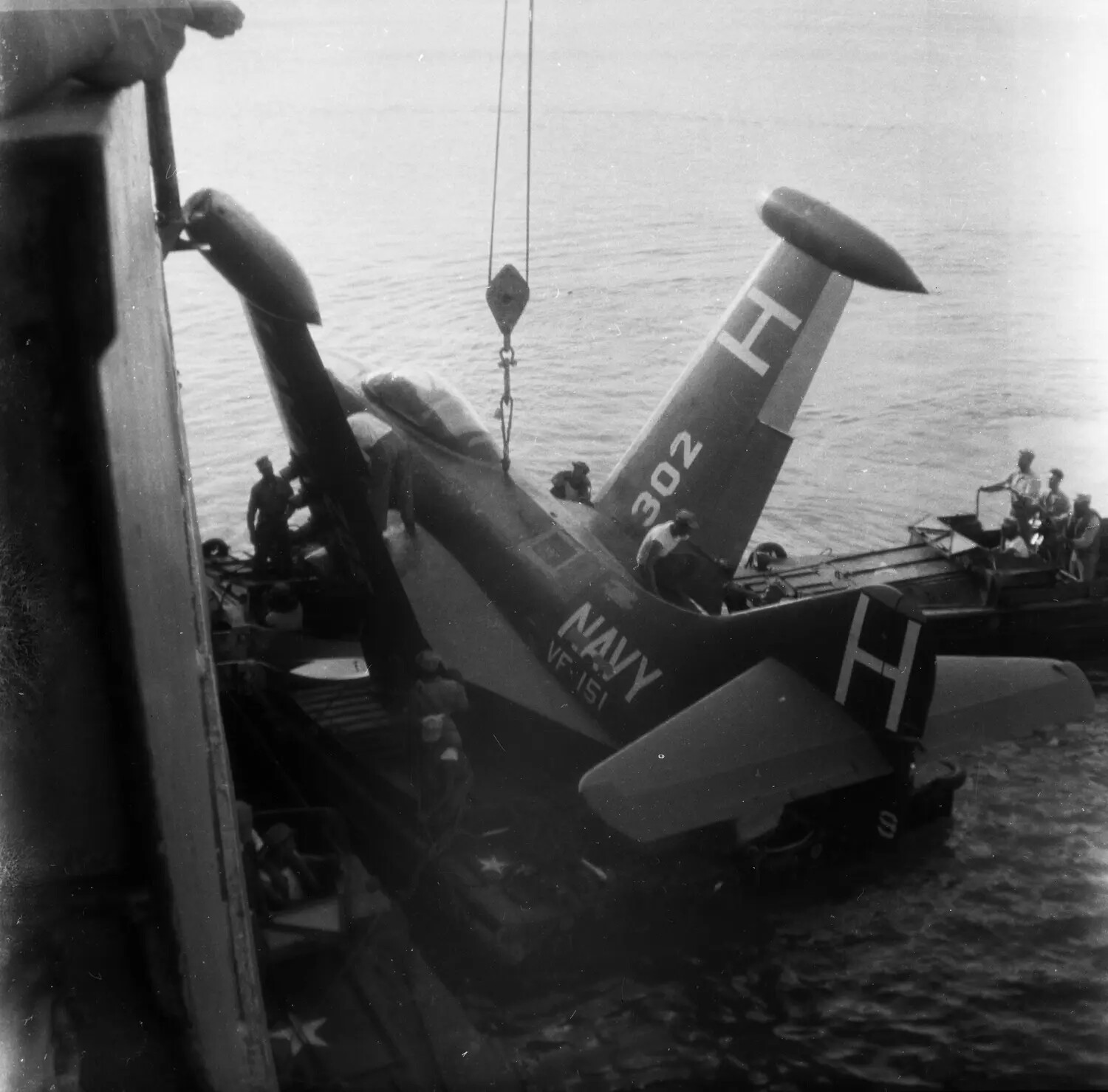 Salvage Recovery of Ditched VF-151 F9F Panther Jet, Sasebo, Japan